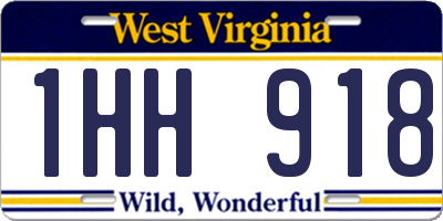 WV license plate 1HH918