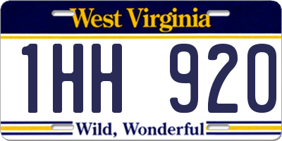 WV license plate 1HH920