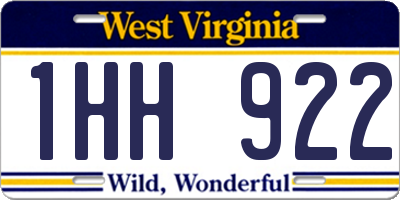 WV license plate 1HH922