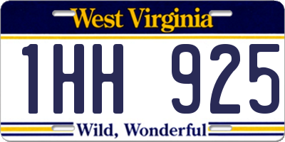 WV license plate 1HH925