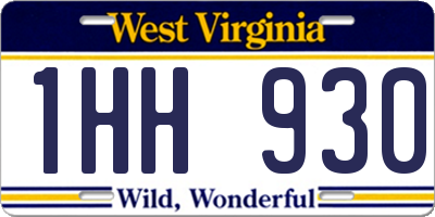 WV license plate 1HH930