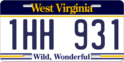 WV license plate 1HH931