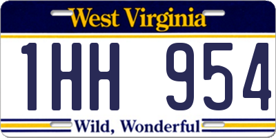 WV license plate 1HH954