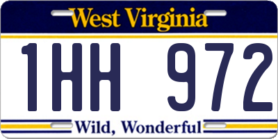 WV license plate 1HH972
