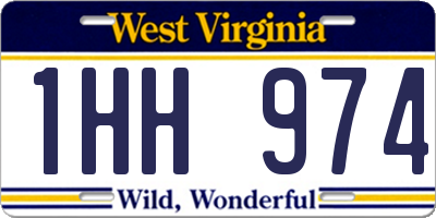 WV license plate 1HH974