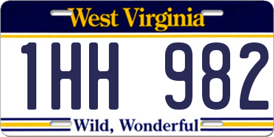 WV license plate 1HH982