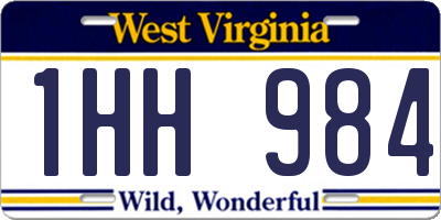 WV license plate 1HH984