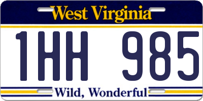 WV license plate 1HH985
