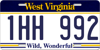 WV license plate 1HH992