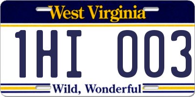 WV license plate 1HI003