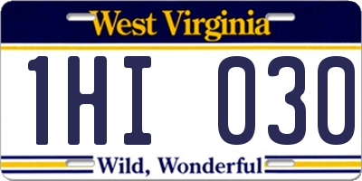 WV license plate 1HI030