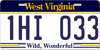 WV license plate 1HI033