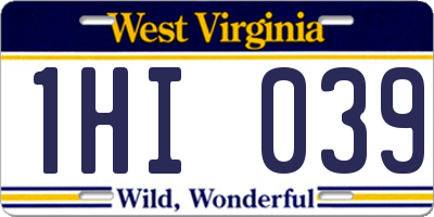 WV license plate 1HI039
