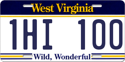 WV license plate 1HI100