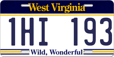 WV license plate 1HI193