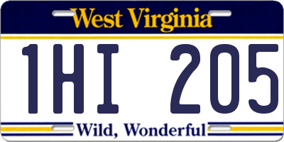 WV license plate 1HI205