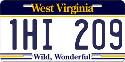 WV license plate 1HI209