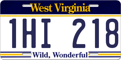 WV license plate 1HI218
