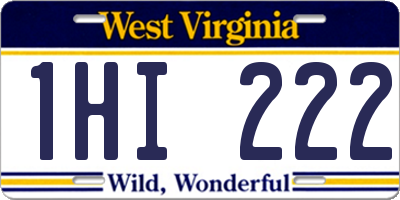 WV license plate 1HI222