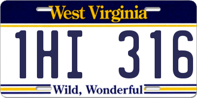 WV license plate 1HI316