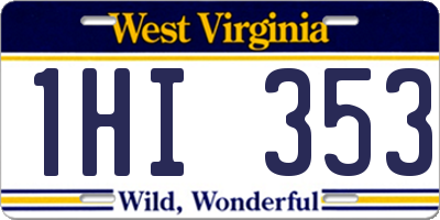 WV license plate 1HI353