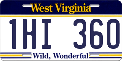 WV license plate 1HI360