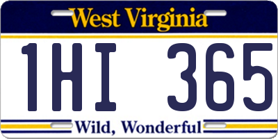 WV license plate 1HI365