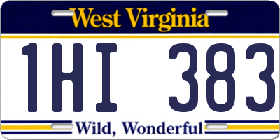 WV license plate 1HI383