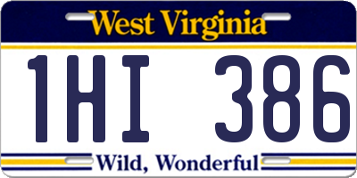WV license plate 1HI386