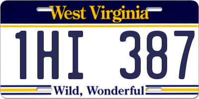 WV license plate 1HI387