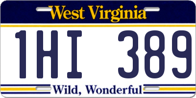 WV license plate 1HI389