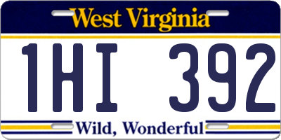 WV license plate 1HI392