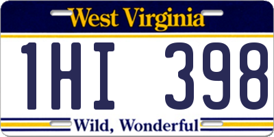 WV license plate 1HI398