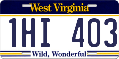 WV license plate 1HI403