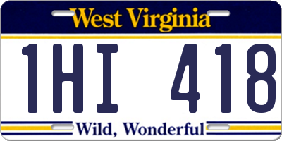WV license plate 1HI418