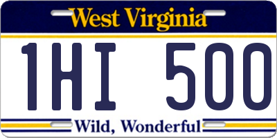 WV license plate 1HI500