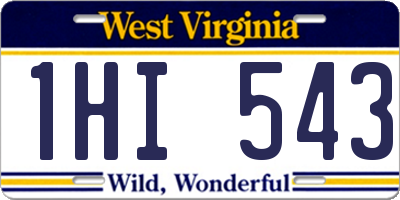 WV license plate 1HI543
