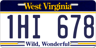 WV license plate 1HI678