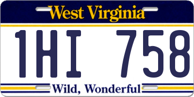 WV license plate 1HI758