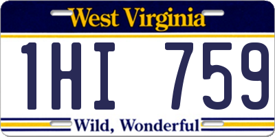 WV license plate 1HI759