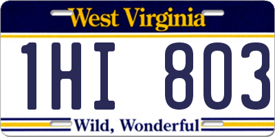 WV license plate 1HI803