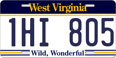 WV license plate 1HI805