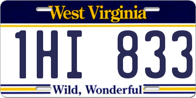 WV license plate 1HI833