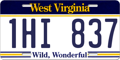 WV license plate 1HI837