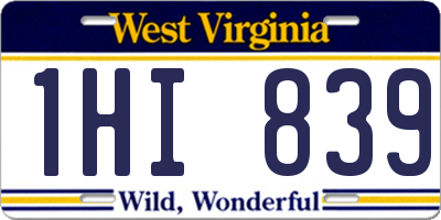 WV license plate 1HI839