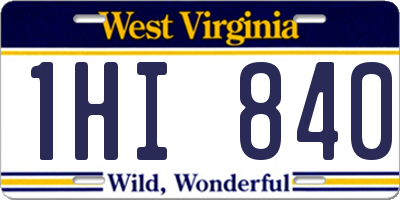 WV license plate 1HI840