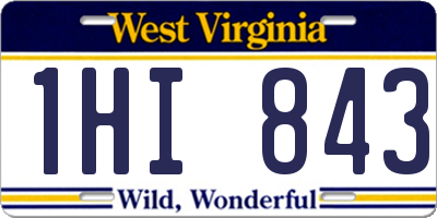 WV license plate 1HI843