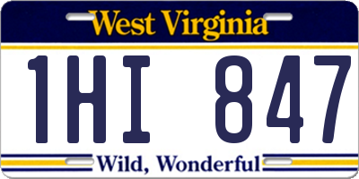 WV license plate 1HI847
