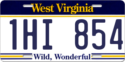 WV license plate 1HI854