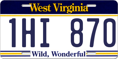 WV license plate 1HI870